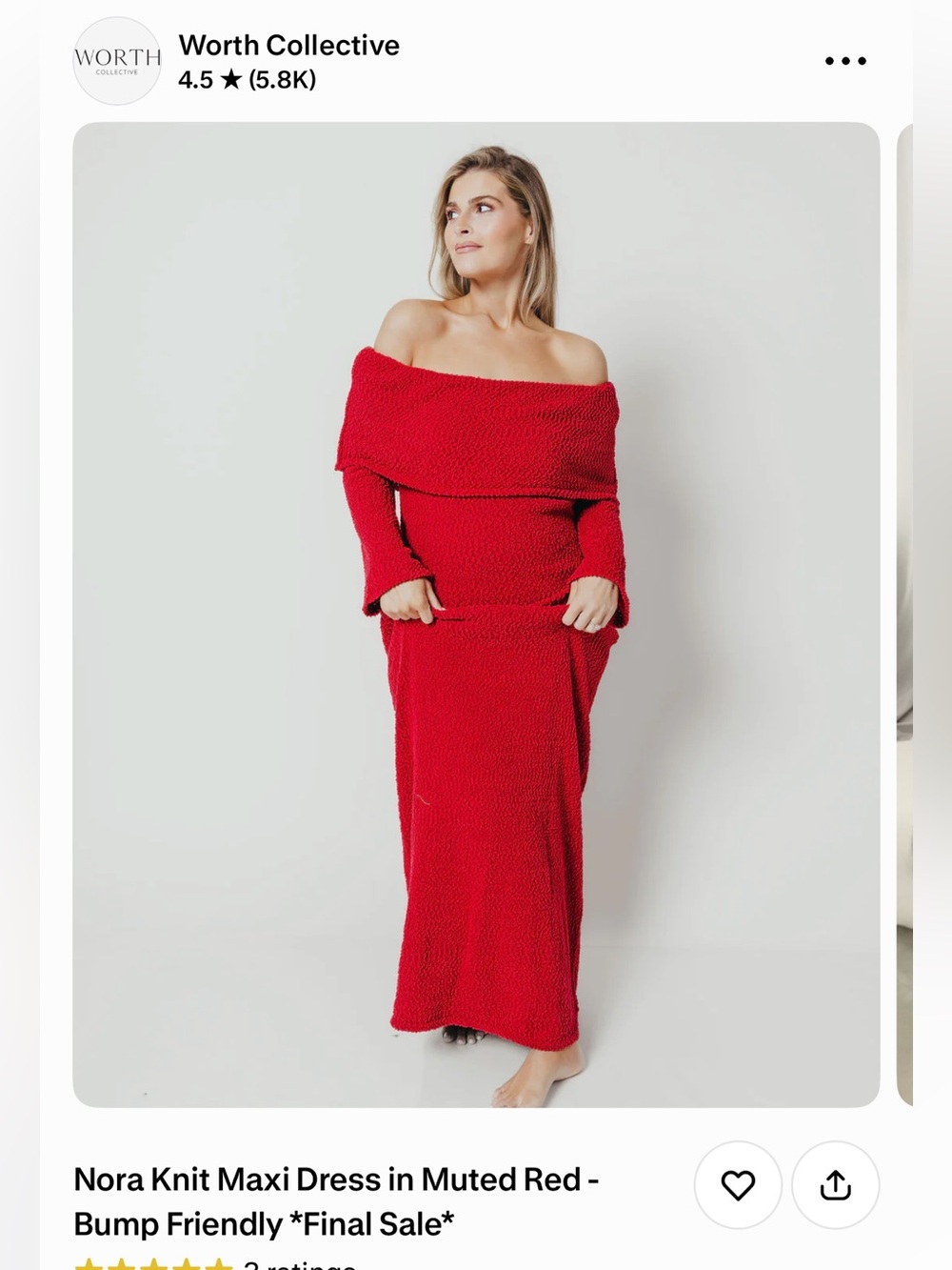 Worth Collective Nora Knit Off-Shoulder Maxi Dress - bump friendly